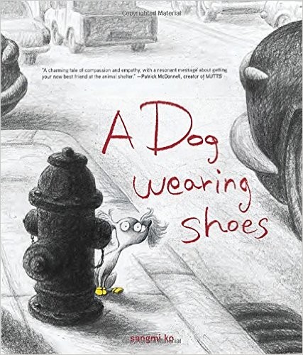 A dog wearing shoes 